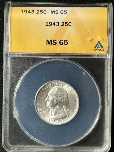 1943 25C Washington Quarter Dollar ANACS MS65   4477075