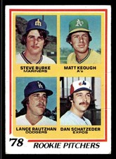 1978 Topps #709 Rookie Pitchers (Burke/Keough/Rautzhan/Schatzeder) - Low Grade