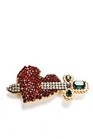 Shourouk Womens Gold Tone Crystal + Imitation Pearl Pierced Heart Brooch Nwot