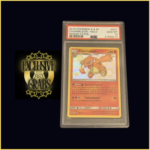 2019 POKEMON SUN & MOON HIDDEN FATES #SV7 CHARMELEON-HOLO PSA 10