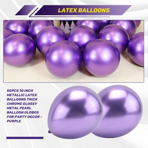 Globos de látex metálicos de 10 pulgadas de 50 piezas globo de metal grueso cromado brillante6783 - Imagen 5 de 7