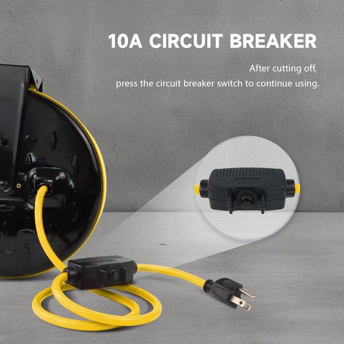 30 Fuß einziehbare Verlängerungskabel Rolle, 16/3 SJTW Netzkabel mit 3 elektrischen... - Bild 6 von 7