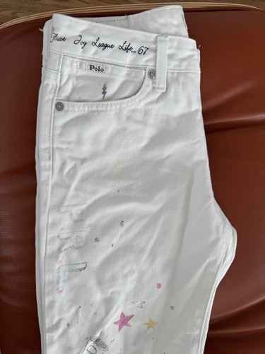 Polo Kids Patch/Printed White Denim Pants - Picture 6 of 11