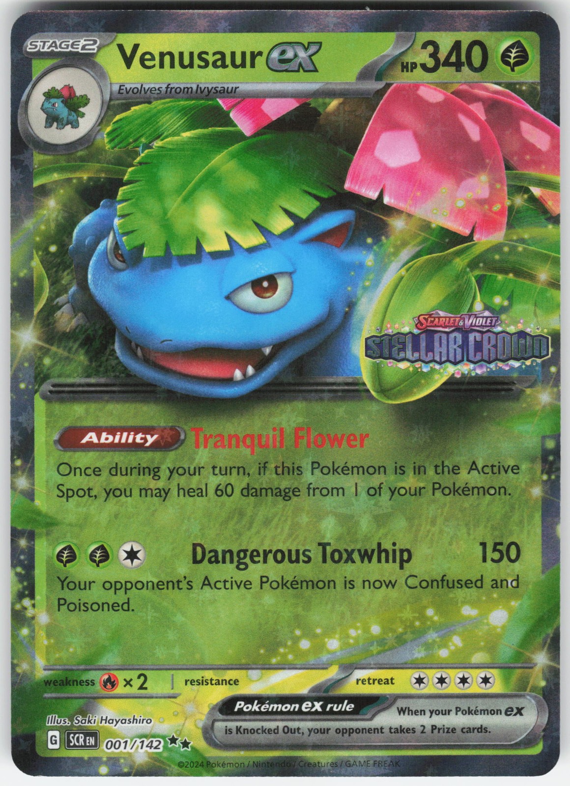 Venusaur ex Double Rare SV07: Stellar Crown 001/142 LP