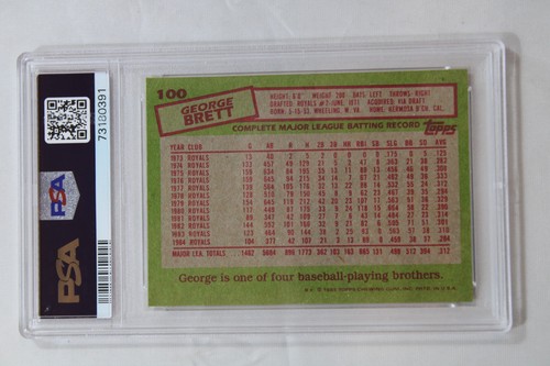 1985 Topps #100 George Brett PSA Graded 9 Mint - Picture 2 of 2