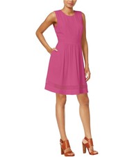 maison Jules Womens Lace Trim Shift Dress, Pink, Small