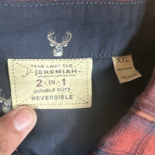 Jeremiah Reversible Double Duty Long Sleeve Shirt Mens XXL Plaid Stag Buck Deer - Picture 3 of 10