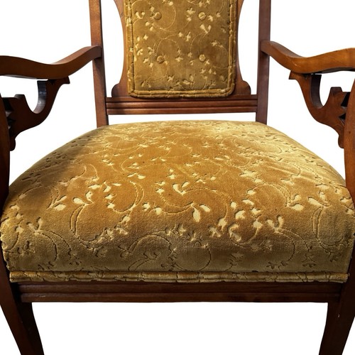 Antique Victorian Parlor Chair - Mother of Pearl Inlaid - Velvet Ornate - 1890s - Picture 18 of 18