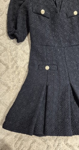 Maje Black Tweed Mini Short Sleeved Dress, size 8UK 38FR - Picture 8 of 20