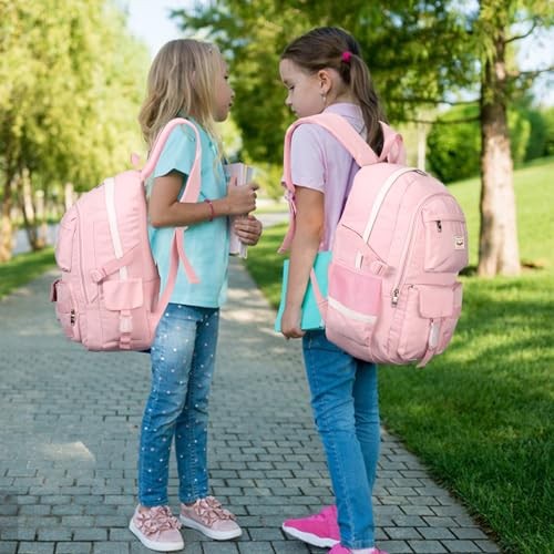 Laptop School Backpacks for Girls, 15.6 Inch School Bag Middle College Pink - Foto 7 di 7
