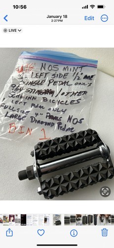 NOS SCHWINN 1964 STINGRAY LARGE DIAMOND MIDDLEWEIGHT LEFT ONLY PEDAL 1/2” AXLE - Picture 9 of 9