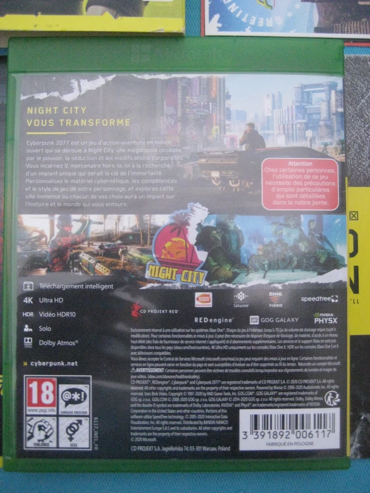 Xbox one/Cyberpunk 2077/complet/VF/TBE, photo 3 sur 3