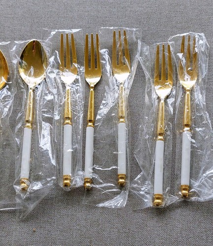 10 Piece gold fork and spoon set Marked JAPAN Brand New  - Picture 3 of 8