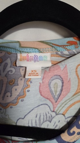 LuLaRoe Size X Marly Dress Light Blue Floral Paisley Print Belted Pockets NWT - Picture 4 of 9