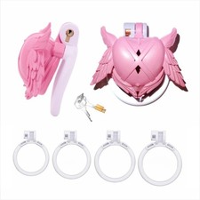 Pink Chastity Cage Sissy Male CB Lock Abstinence Cage Chastity Device with Belt