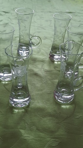 6 Likör - Schnapsgläser mit Henkel , seltene Form,geschliffen, Mundgeblasen, - Bild 5 von 8