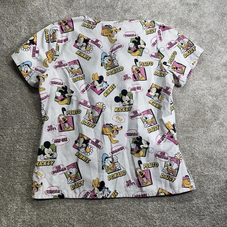 Blusa Médica Disney Vintage Mickey Mouse Mediana Blanca Rosa Foto 2 de 4