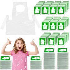 ZAUGONTW 300Pcs Disposable Aprons for Kids - Clear Plastic Aprons Kids Art Dispo
