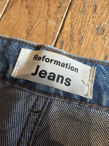 Jeans Reformation anni 90 vita alta vestibilità ampia gamba larga denim shasta blu •donna 28 - Foto 8 di 15