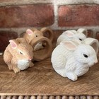 2 White and 2 Brown Easter Spring Bunny Rabbit Napkin Rings