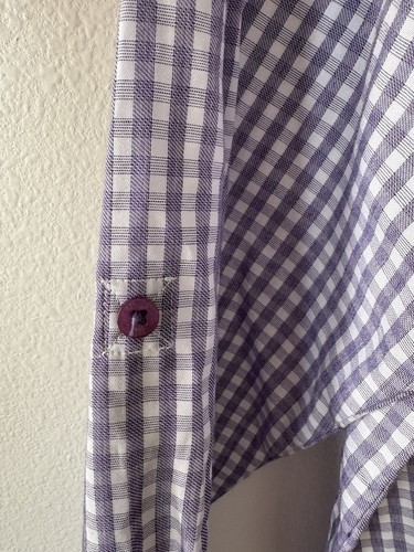 Antigua Women’s Long Sleeve Plaid Button Down Shirt Size XL TCU Purple/White - Picture 4 of 7