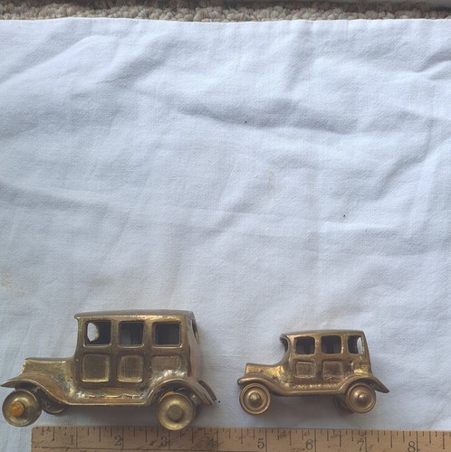 Vtg Brass Retro Car Ford Model A Toy Auto Figurine lot of 2 India - Picture 5 of 5