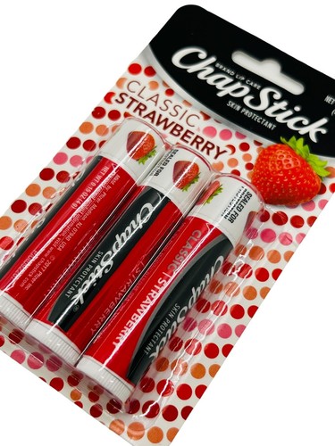 ChapStick Classic Strawberry Lippenbalsam Lippenpflege Hautschutz ungetönt 3er Pack - Bild 4 von 9