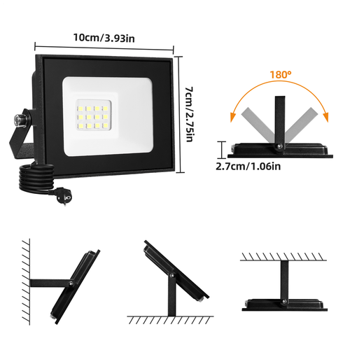 LED Fluter mit Stecker strahler Scheinwerfer 10/20/30/50/100Wr Außen Baustrahler - Bild 8 von 56