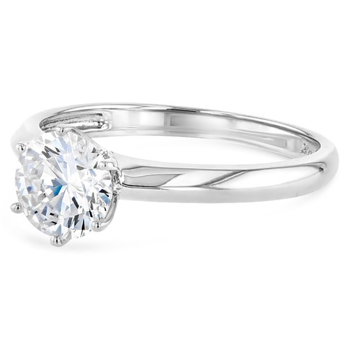 14K Solid Yellow Gold OR White Gold 1 Ct. Round Solitaire CZ Engagement Ring - Picture 5 of 11