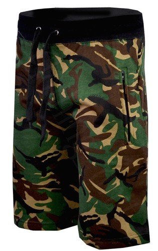 Mens Camouflage Camo Gym Fleece Jogger Shorts Or 3/4 Elasticated Waist S-XXL - Picture 4 of 9