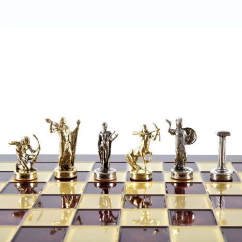 Giants Battle Chess Set Gold & Silver Chessmen Board 36cm Manopoulos S18RED - Picture 5 of 7