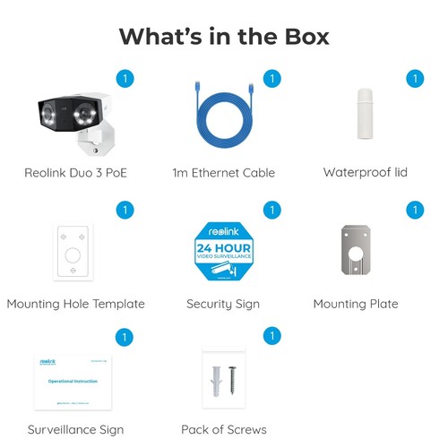 Reolink 16MP PoE Security Camera UHD Dual-Lens 180° View Motion Track Duo 3 Poe - Picture 9 of 9