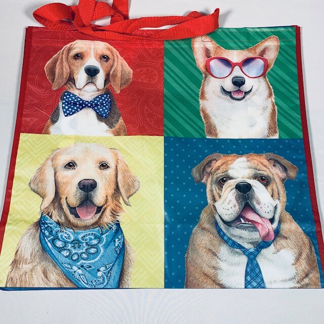 NEW TJ Maxx Shopping Bag Very Cute Dogs in Squares Reusable Tote Bag eBay