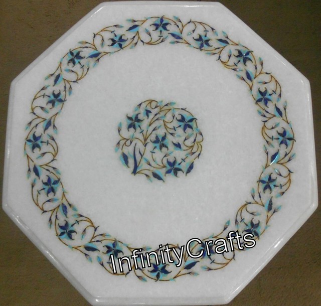 White Octagon Marble Coffee Table Top Multicolor Stone Inlaid End Table 12 Inch White Octagon Marble Coffee Table Top Multicolor Stone Inlaid End Table 12 Inch