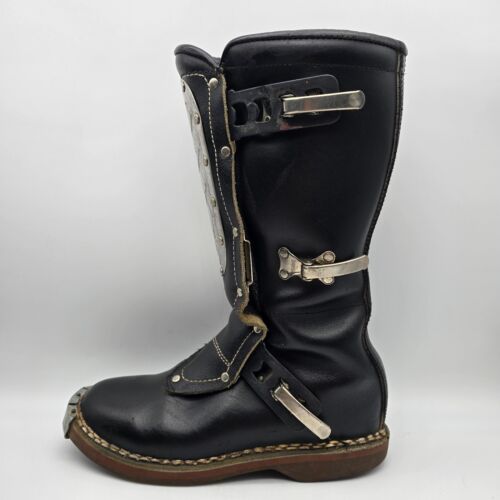Vintage Alpinestars Motocross Boots 8-8.5 US Black Leather MX Racing Boot Italy - Picture 8 of 24