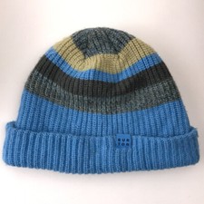 Burton Snowboards Blue Gray Stripe Knit Cuff Beanie