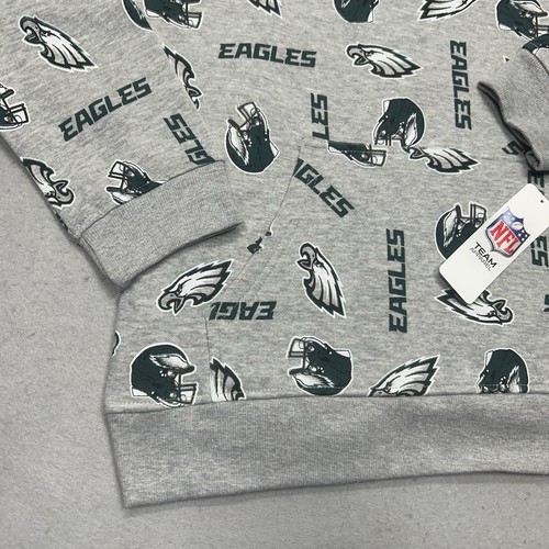 Philadelphia Eagles Hoodie Boys XL (16/18) NFL Gray AOP Pullover Sweatshirt NWT - Picture 3 of 15