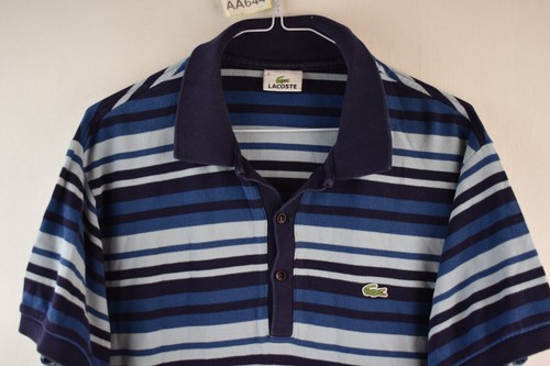 LACOSTE Blue Polo Shirt size 4 Mens Striped summer beach holiday Short Sleeves - Picture 2 of 8