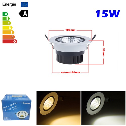 New Dimmable COB 6W 9W 12W 15W Led Downlight Bulb Recessed Ceiling Light Lamp - Picture 15 of 15