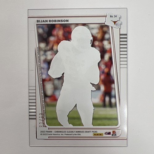 2023 Chronicles Draft Picks BIJAN ROBINSON Donruss Clearly Rated Rookie /99 - Picture 4 of 7