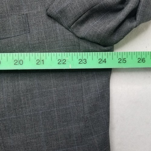 Blazer chaqueta de abrigo deportivo a cuadros gris de lana 48R Stafford para hombre ventilación única - Imagen 15 de 19