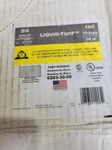 AFC Cable Systems 3/4x 100 ft Liquidtight Flexible Steel Conduit, Free Ship L48 - Picture 2 of 7
