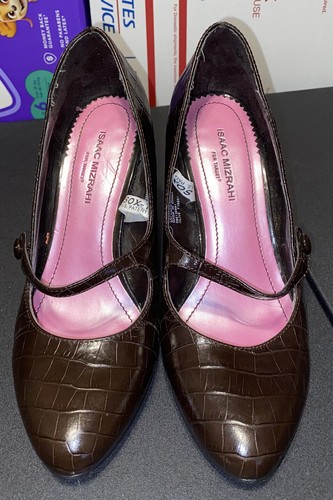 Isaac Mizrahi Mary Jane Brown Animal Print Strap Heel Women's Size 7 - Picture 2 of 15