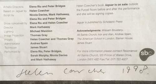 HELEN COWCHER Autograph Jaguar Performance Royal Festival Hall London 98 Signed - Picture 2 of 3