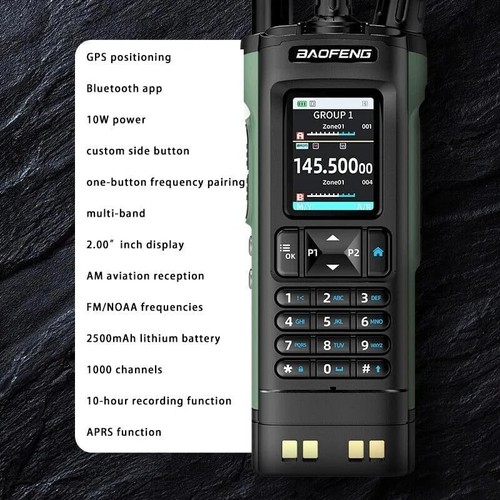 Walkie Talkie UV-32 10W GPS, FM, AIR BAND, VHF, UHF, NOOA GREEN 1000 CHANNELS - Picture 15 of 18