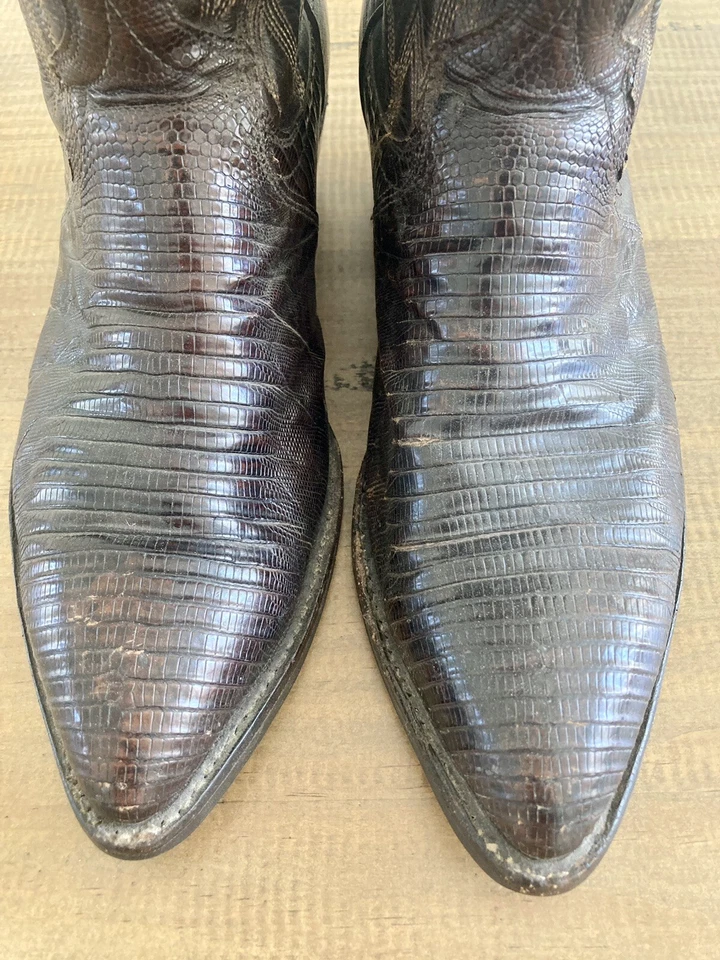 Botas vaqueras vintage Dan Post Teju piel de lagarto marrón - talla 10D para hombre Foto 4 de 4