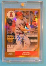 Mike Trout 2022 Topps Chrome 1987 Baseball 0range Auto Refractor #15/25 Angels