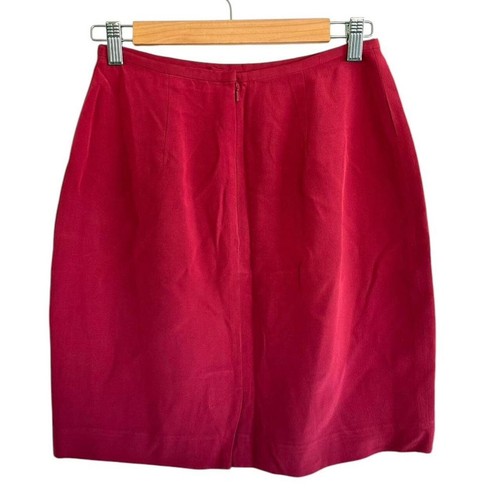 Ann Taylor DAMEN-MINIROCK ROT BURGUNDERROT SEIDE GRÖSSE 8 PETITE - Bild 5 von 5