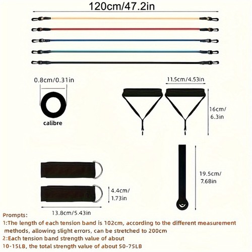 11pcs/set Pull Rope, Resistance Bands, Portable Fitness Equipment, Ankle Strap, - Picture 2 of 6