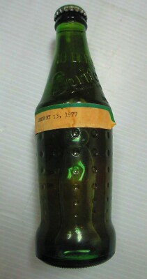  Sprite 10oz dimple Glass Bottle Embossed Logo  Full Great Condition  